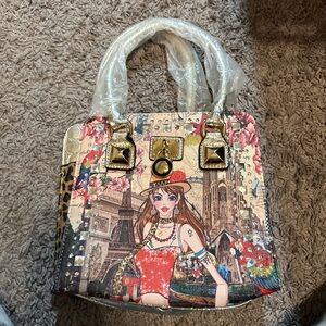 Printed Cartoon Travel Tote Bag in Multicolor